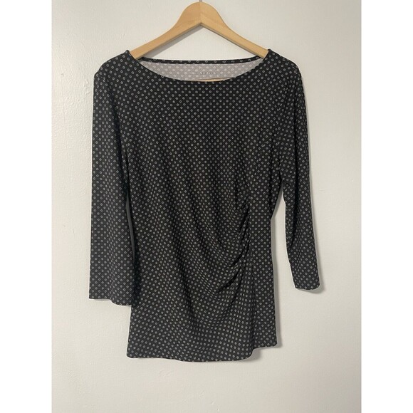 Talbots Polyester Spandex Stretch Knit Tunic Top Career Shirt Ruched M 3/4 Sleev - Picture 1 of 7